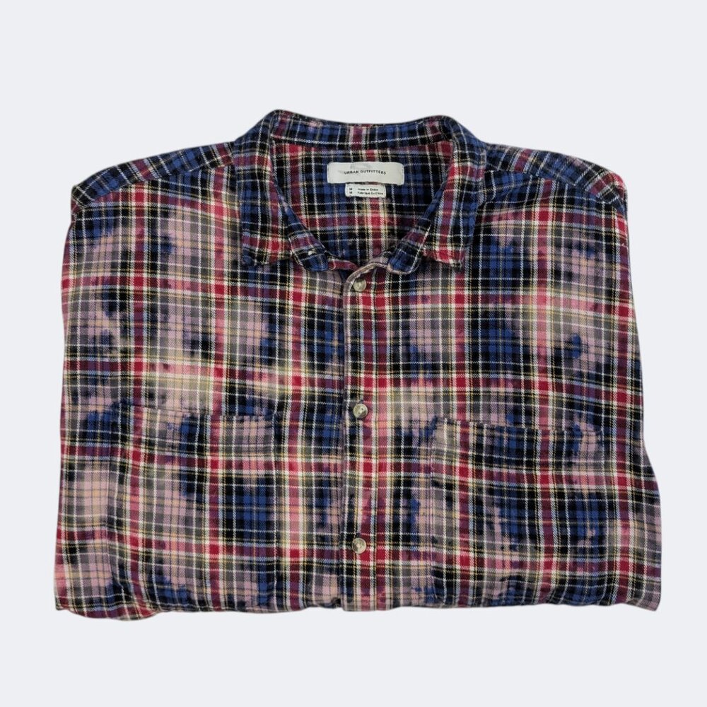 Urban Outfitters Bleached Tie Dye Flannel Shirt Grunge Unisex Size M